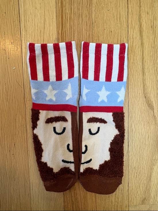 None Accessories - Patriotic Uncle Sam Face Socks - Red, White, Blue, Brown